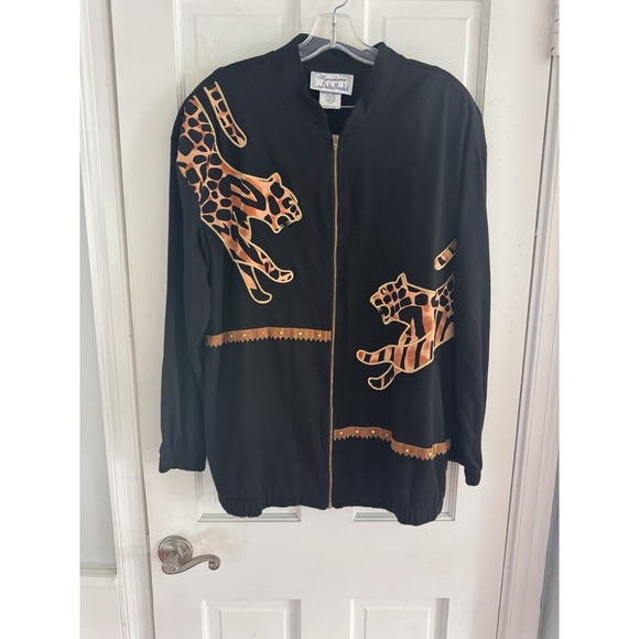 Delta Burke Jackets & Blazers - 💙Delta Burke Jacket L Tiger‎ Animal Print Zip Front Lightweight Classic Style